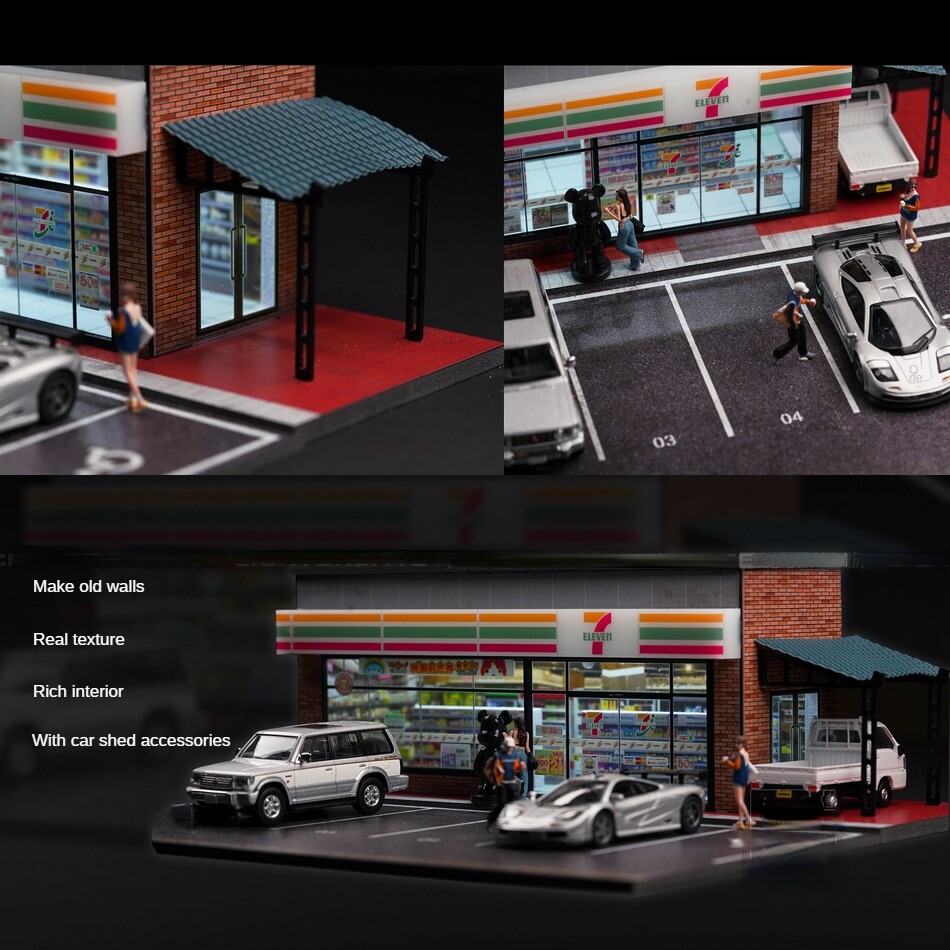 Diorama 1/64 Car Garage Model LED Diecast Car Display Street