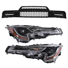 Front For Toyota Corolla 2023-2024 Pair LED Clear Headlights&Lower Grill Black