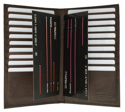 Genuine Leather Slim Multi Credit Card Holder Secretary Bifold Wallet Brown New