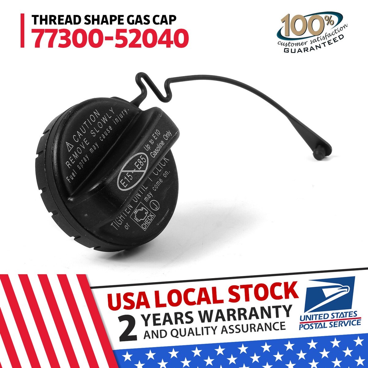 Threaded Fuel Gas Cap With Tether Strap – Fits Toyota Camry, Corolla & More – 77300-06040 / 77300-52040