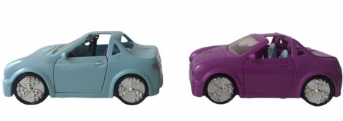 2 Polly Pocket Convertible Cars Make-Up Chest Trunk Blue & Purple Mattel 2005 - Afbeelding 1 van 11