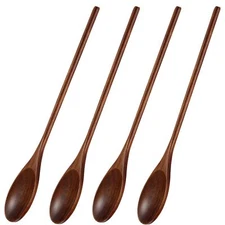 4 Pieces Wooden Cooking Spoons 12 Inch Wooden Kitchen Utensil Large Spoon for...