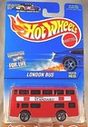 1996 Hot Wheels Blue/White Card #613 LONDON BUS Red -The London Standard w/5 Sp