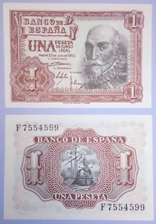 FREE POSTAGE B/10/3 Spain 1 Peseta 1953 P 144 Uncirculated.