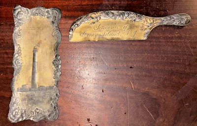 Antique Victorian Coney Island N.Y. Crumb Scrape & N.J. Beacon Lighthouse Tray