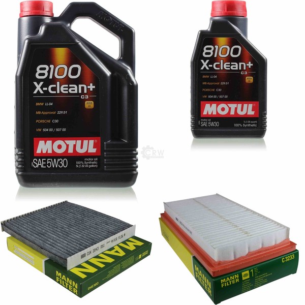 MANN-FILTER Inspektionspaket 6L Motul 8100 X-Clean+ 5W-30 FüR Mazda 6 Kombi 2.2-image