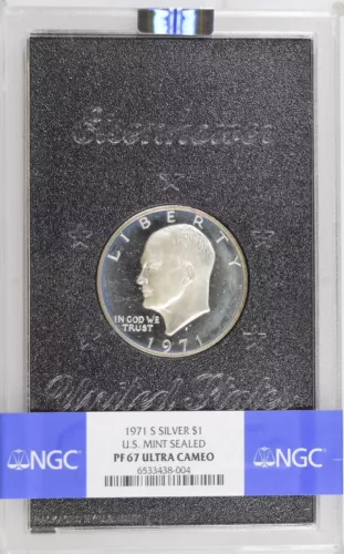 1971 S Silver $1 U.S. Mint Sealed NGC PF 67 Ultra Cameo