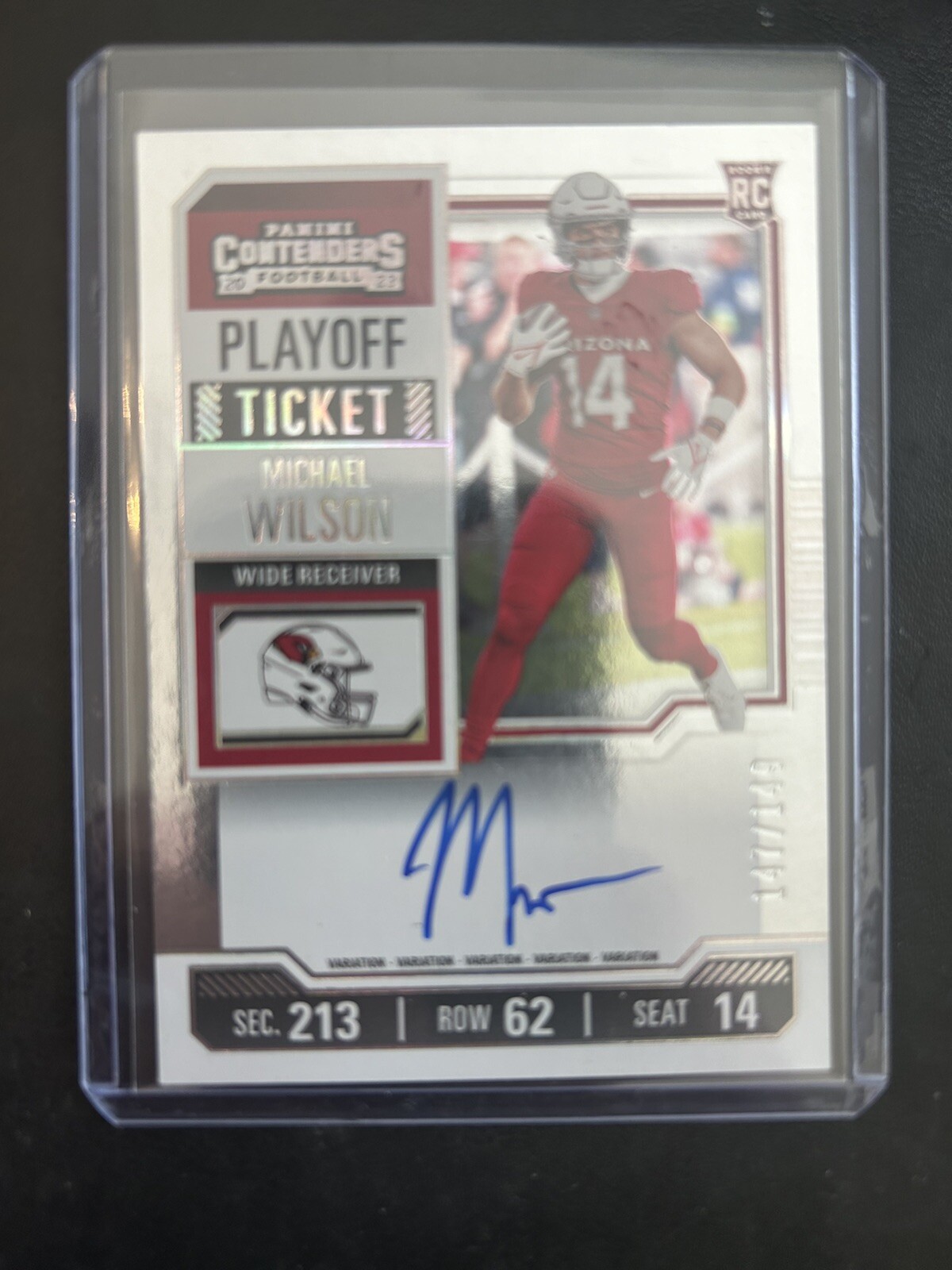 Michael Wilson 2023 Panini Contenders Auto RC Playoff Ticket Foil Cardinals /149