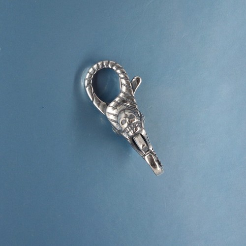 Sterling Silber Doppelöffnungen Totenkopf Streifen Karabinerverschluss Verbinder 44069 - Bild 4 von 6