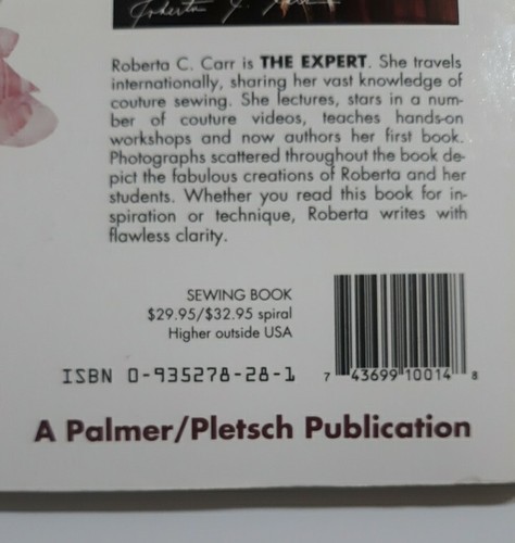 Palmer Pletsch Couture: The Art of Fine Sewing Roberta Carr 1993 Fashion Home EC - Picture 3 of 23