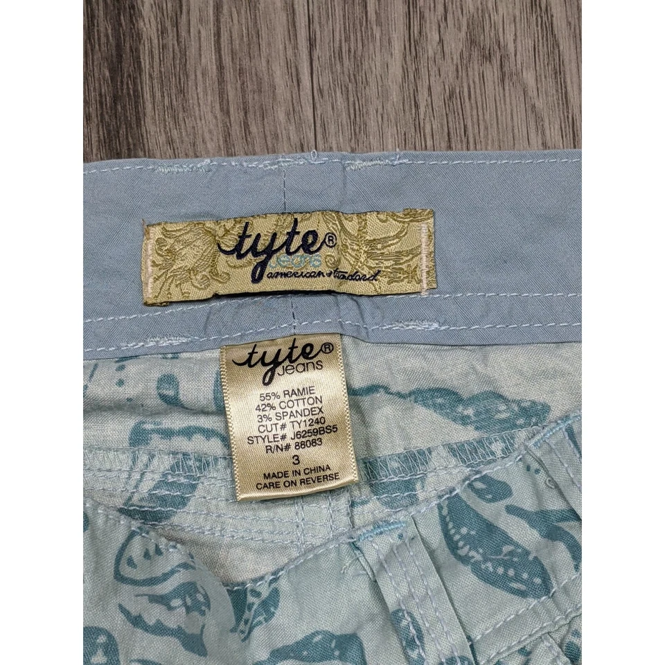 Pantalones Cortos Tyte Juniors Talla 3 Bolsillos Azul Teal Floral Foto 3 de 4