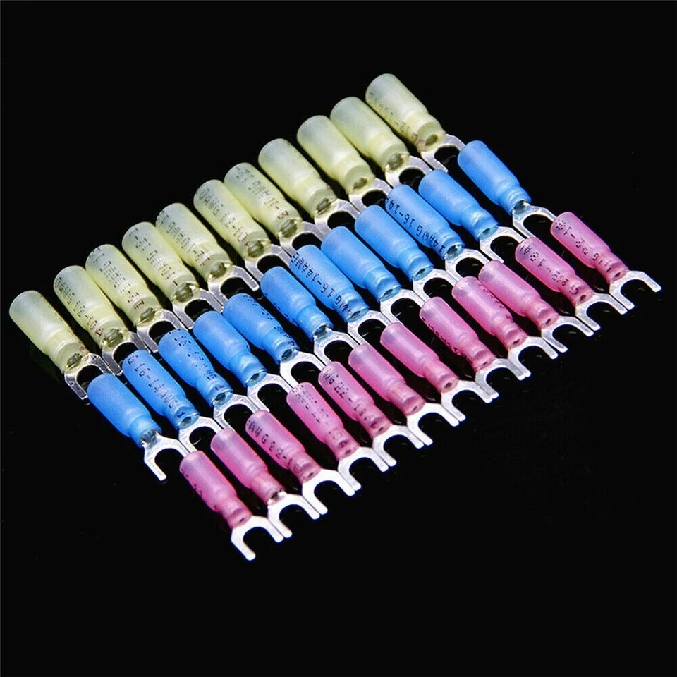 120PCS Insulated Electrical Heat Shrink Fork Wire Spade Crimp Terminal Connector - Image 2 of 4