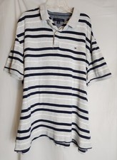 Tommy Hilfiger Shirt Men's XL Collared Striped Short Sleeve Polo With Logo