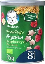 Gerber Baby Food Organic Nutri Puffs Raspberry  Banana ,From 8 Months ,35g
