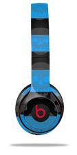 Skin Wrap for Beats Solo Wireless 2 3 4 Skull Stripes Blue SKIN ONLY