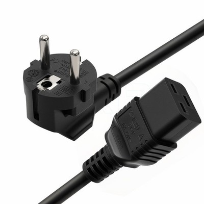 6ft Europe Schuko CEE 77 Plug 16A 250V to IEC 60320 C19 Power Cord Server