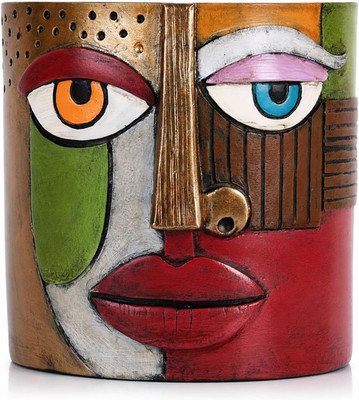 Abstract Cubism Face Planter,Pop Art Sculpture & Vase Decor,Unique Picasso Style