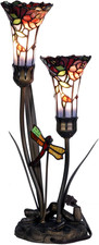 L10620 Tiffany Style Stained Glass Lily Flowers Dragonfly Table Lamp 19