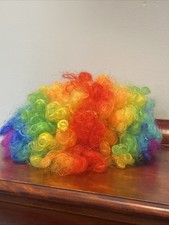 Halloween Clown Rainbow Wig by Fun World Colorful Stretch Lining One Size Fits