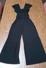GORGEOUS White House Black Market Black Wide Leg Jumpsuit Size 10 Stretch