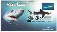 AO-5224-2, 2017, Sharks,  Add-on Cover, First Day Cover, Pictorial Postmark, Ma
