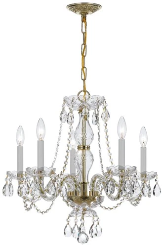 Crystorama Traditional Crystal 21" Wide Brass Frame 5-Light Chandelier - Picture 1 of 5