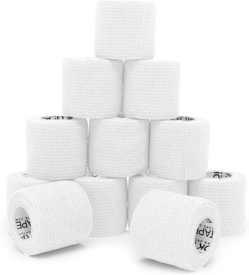 12Rolls 2'' x 5 Yards Self-Adhesive Elastic Bandage Wrap for Medical & Sports Use
