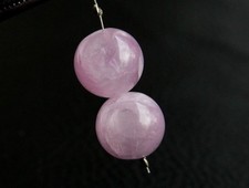 10mm. Natural Pink Kunzite Smooth Round Gemstone Beads Matching Pair