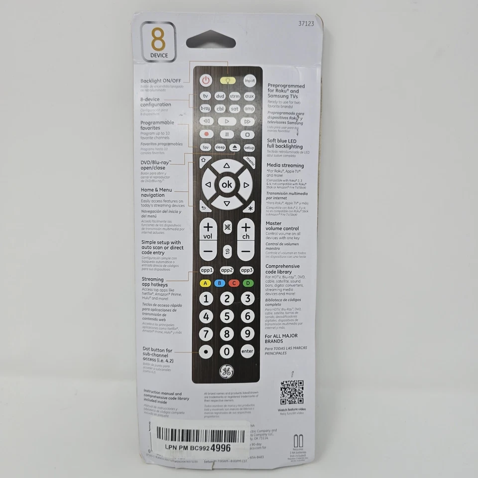 GE UltraPro Universal Remote - 8 Device New in package 37123 - Image 2 of 4