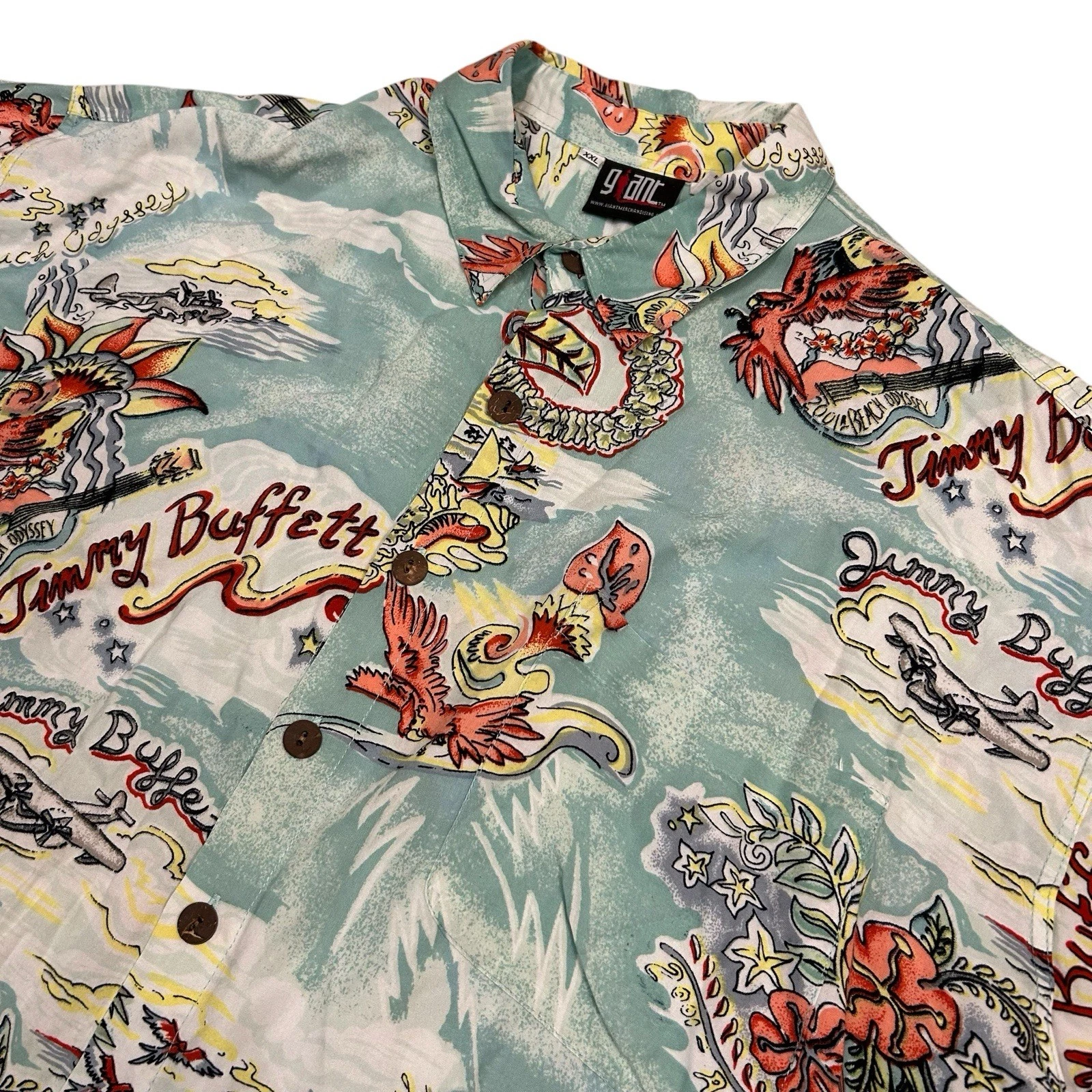 Vintage Jimmy Buffett Shirt Mens XXL Button Up Music Tour Odyssey Giant Tag
