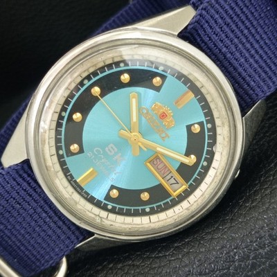 VINTAGE ORIENT SK AUTOMATIK JAPAN 46943 HERREN HIMMELBLAUES ZIFFERBLATT UHR a703319-2