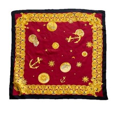 Beautiful Unbranded Red Silk Scarf Sun Print 34"/35" Ex Con