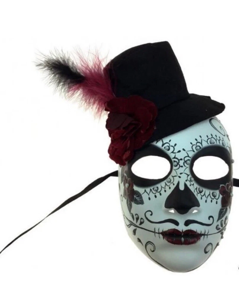 Day of the Dead Half Mask - Male - Costume Accessory - Adult Teen - Image 2 of 4