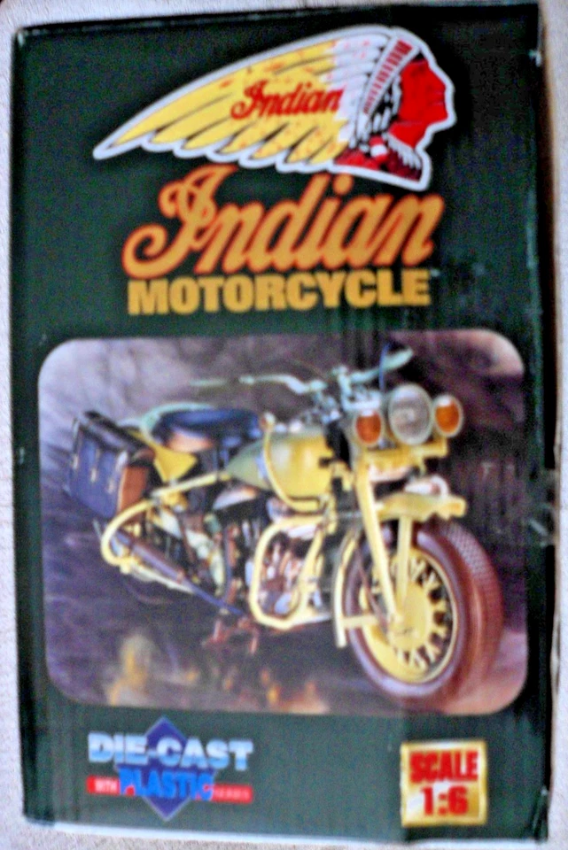 New-Ray Indian Motorcycle, DIE-CAST, Scale 1:6, Olive Green, Vintage , New - Image 3 of 4