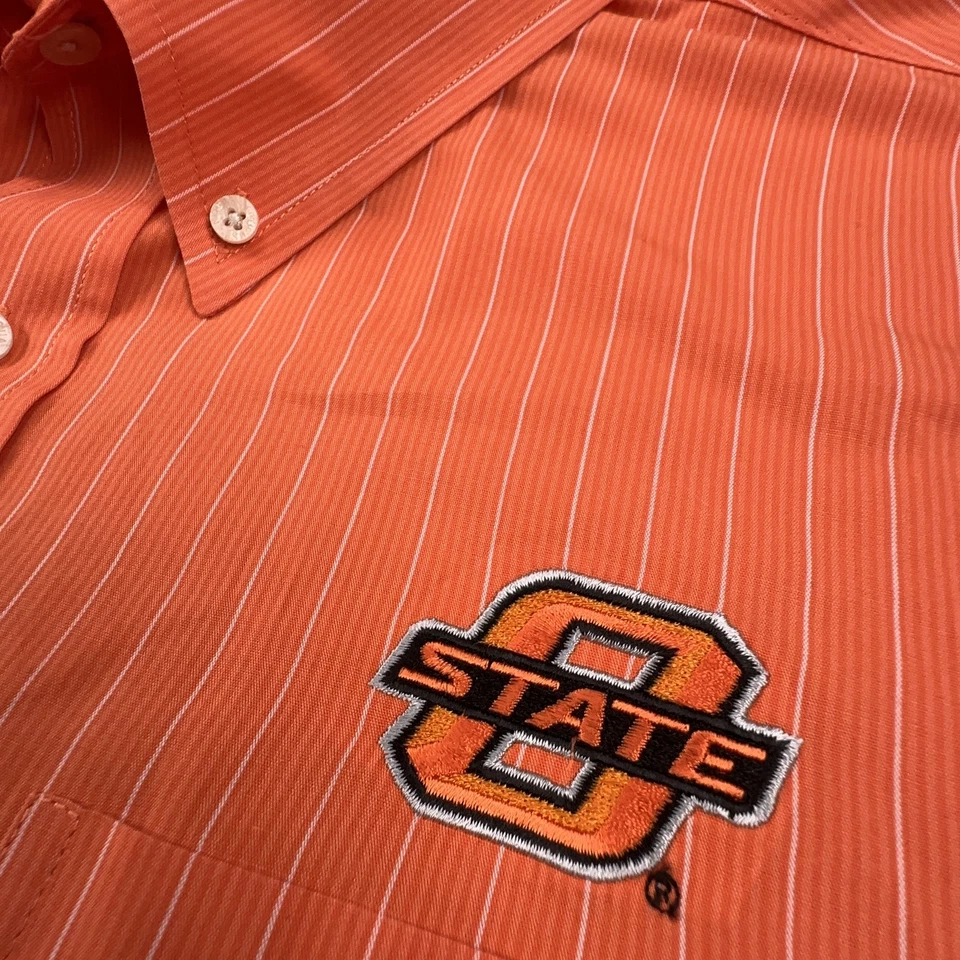 Camisa de Vaqueros Oklahoma State Para Hombres 2XL Naranja NCAA Fútbol Antigua Abotonada Foto 3 de 4