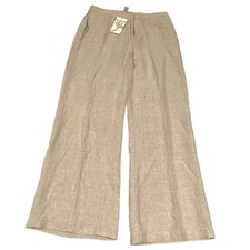 J.Jill Women's 12 Wide Leg Linen Blend Pants Oatmeal Beige NWT
