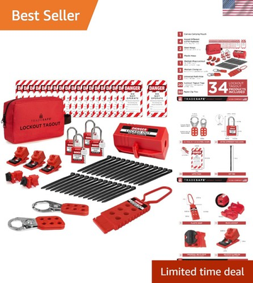 #ad OSHA Compliant Electrical Lockout Tagout Kit Portable Safety Solution in Red $184.76