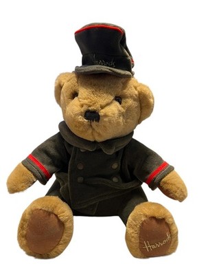 Vintage Harrods London Knightsbridge Green Doorman Plush Teddy Bear