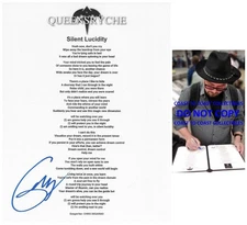 Geoff Tate Signed Queensryche Silent Lucidity Lyrics Sheet COA Proof Autographed