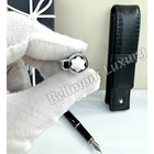 Bid (MB)Meisterstück Black Fountain Pen Silver Cap Guilloche Pattern Rare — photo 8