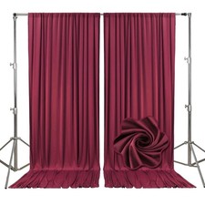 10ft x 7ft Burgundy Backdrop Curtains for Parties Fabric Satin Background Cur...