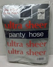 Vntg Queen Size Extra Width 6 Pairs S. Grey Pantyhose Ultra Sheer New Vintage