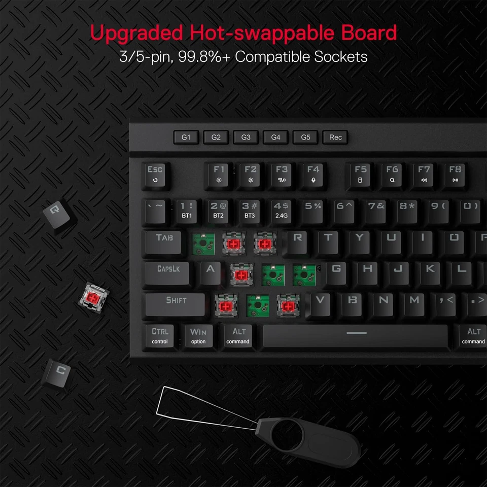 K580 PRO Wireless RGB Gaming Keyboard, 3-Modes 104 Keys Mechanical Keyboard w... - Image 2 of 4