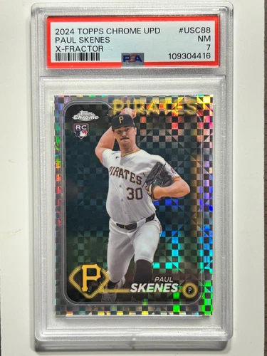 Paul Skenes RC Topps Chrome X-Fractor 2024 Certified Rookie Card PSA 7 Pirates