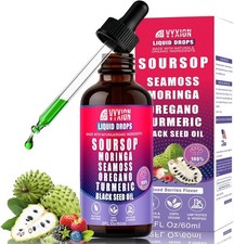 Soursop Bitters Liquid Drops with Sea Moss Moringa Turmeric Black Seed Oil