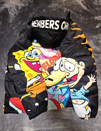 Members Only Nickelodeon SpongeBob Rugrats Rocko Cartoon Puffer Jacket - product listing photo