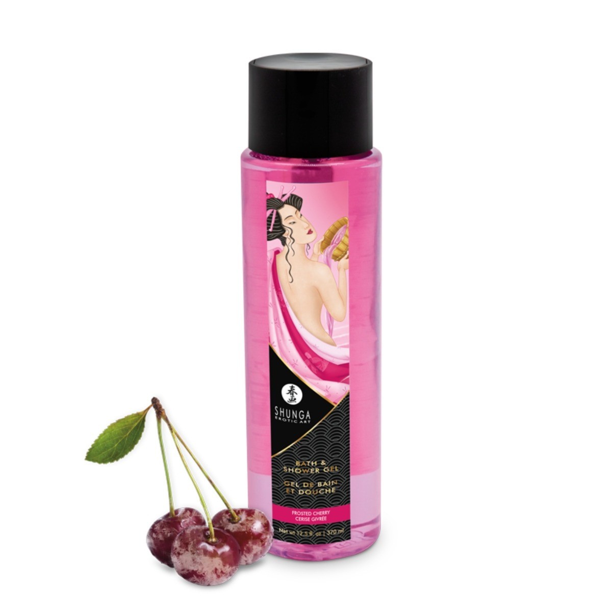 Shunga Sensual Bath & Shower Gel Frosted Cherry 370ml Vegan Edible Vitamin E