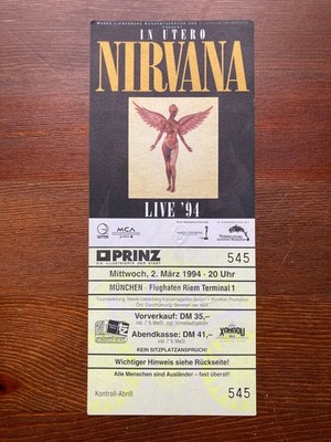Nirvana Konzertticket 02.03.1994 München Ticket 1st cancelled concert Munich