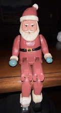 Vintage Primative Folk Art Wood Jointed Articulated Santa Claus ~ 9 1/2" Height