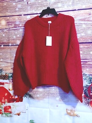 A NEW DAY BRAND THICK ROSE COLOR SOFT COZY BALLOON SLEEVE SWEATER LADIES SIZE  S